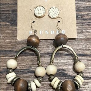 Stud and dangled hoop earring set